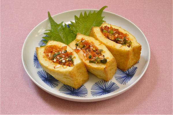 厚揚げのキムチはさみ焼き